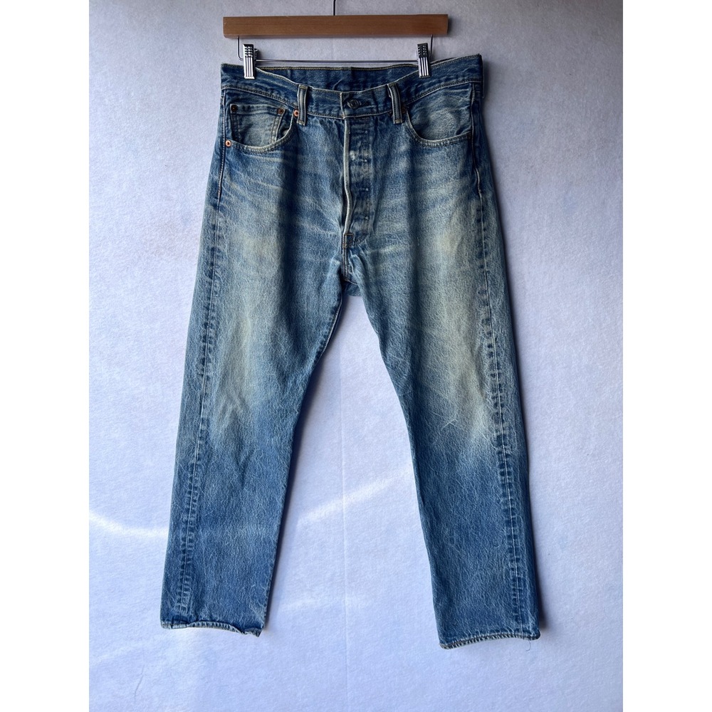 Vintage Levis 501 Original Fit Jeans Light Wash Blue Denim Straight Leg 36x34